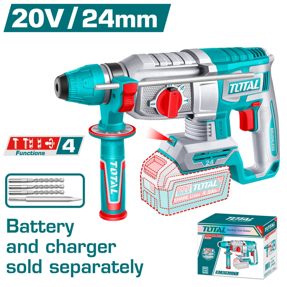 Cordless Rotary Hammer 20V 2.4J (Tool Only) - TOTAL