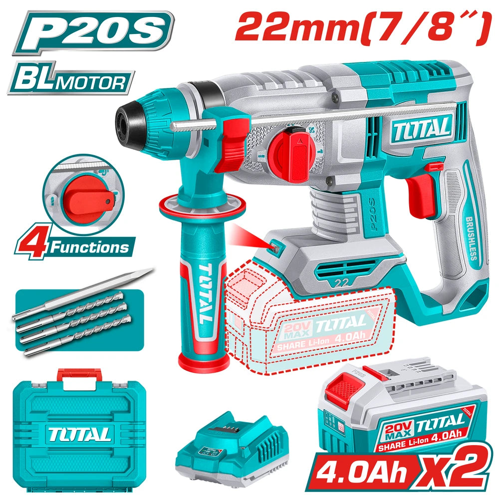 Cordless Rotary Hammer 20V 2.0J with Battery - TOTAL