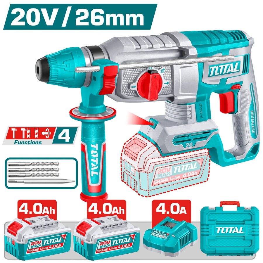 Cordless Rotary Hammer 20V 2.5J with Battery - TOTAL