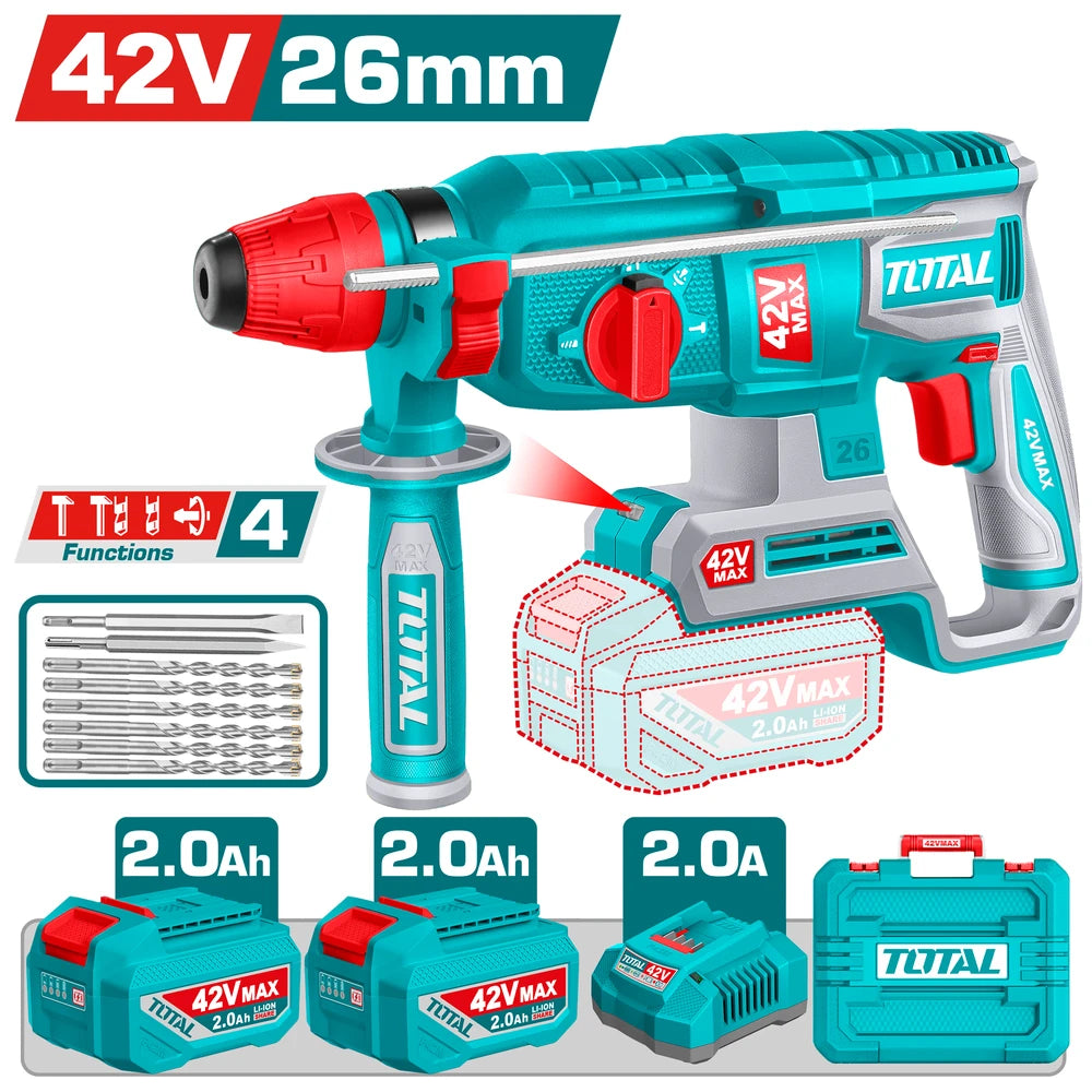 Cordless Rotary Hammer 42V 2.5J with Battery - TOTAL