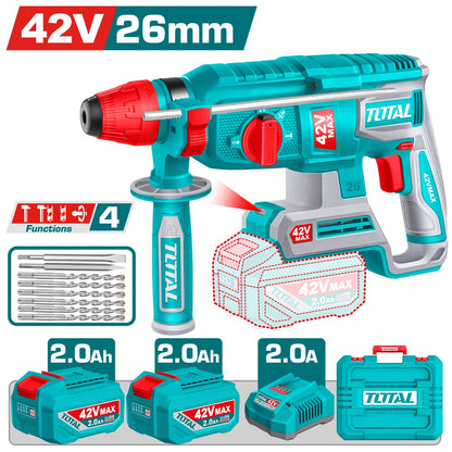 Cordless Rotary Hammer 42V 2.5J with Battery - TOTAL