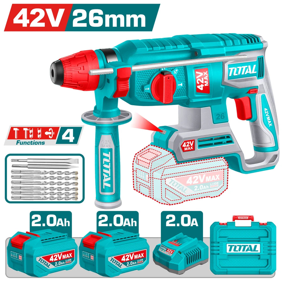 Cordless Rotary Hammer 42V 2.5J with Battery - TOTAL
