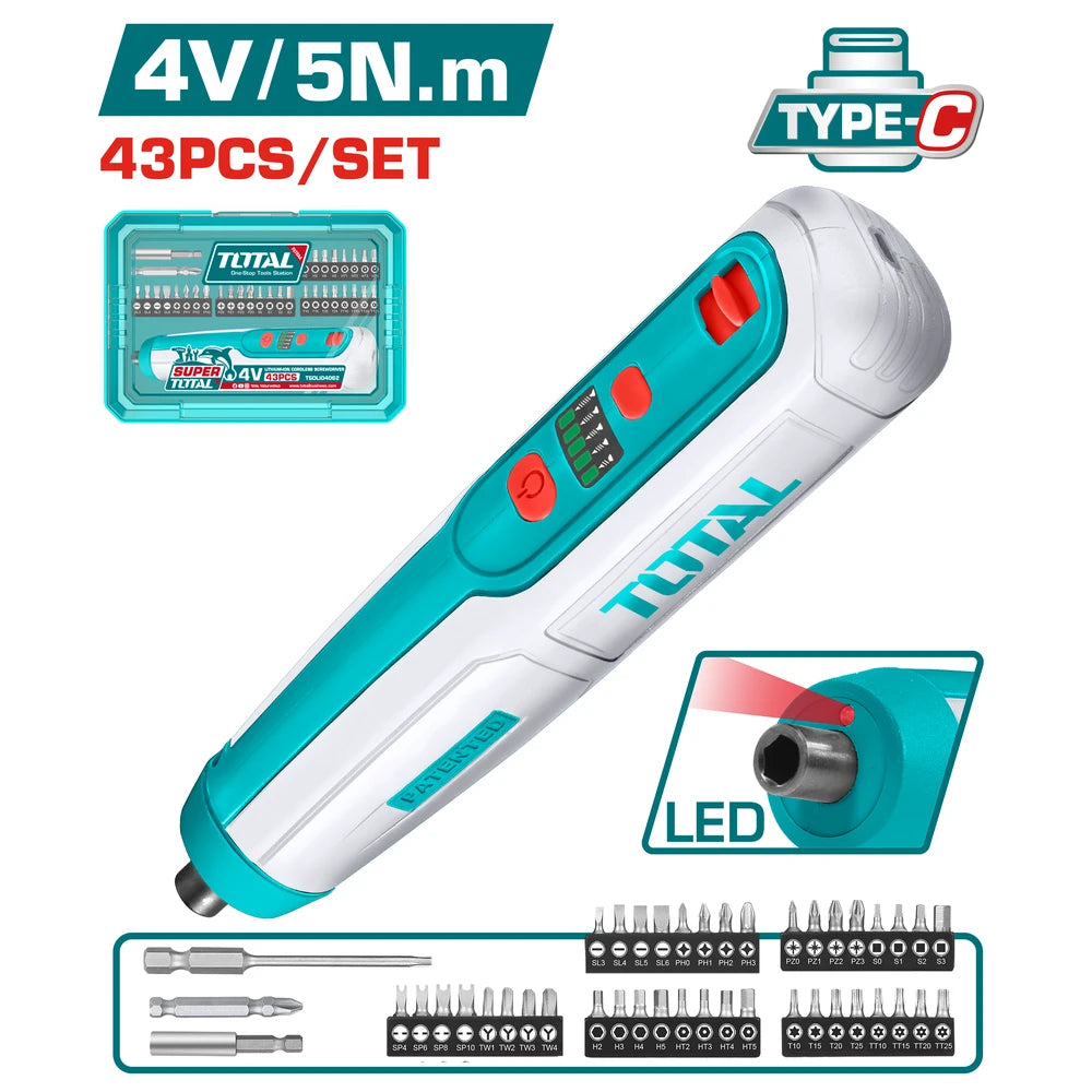Cordless Screwdriver 4V 5Nm - TOTAL