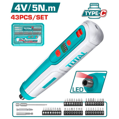 Cordless Screwdriver 4V 5Nm - TOTAL