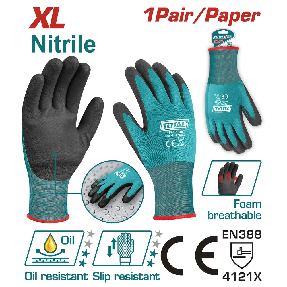Nitrile Frosted Coated Gloves Nitrile foam coating - TOTAL