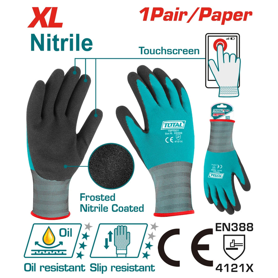 Nitrile Frosted Coated Gloves - TOTAL