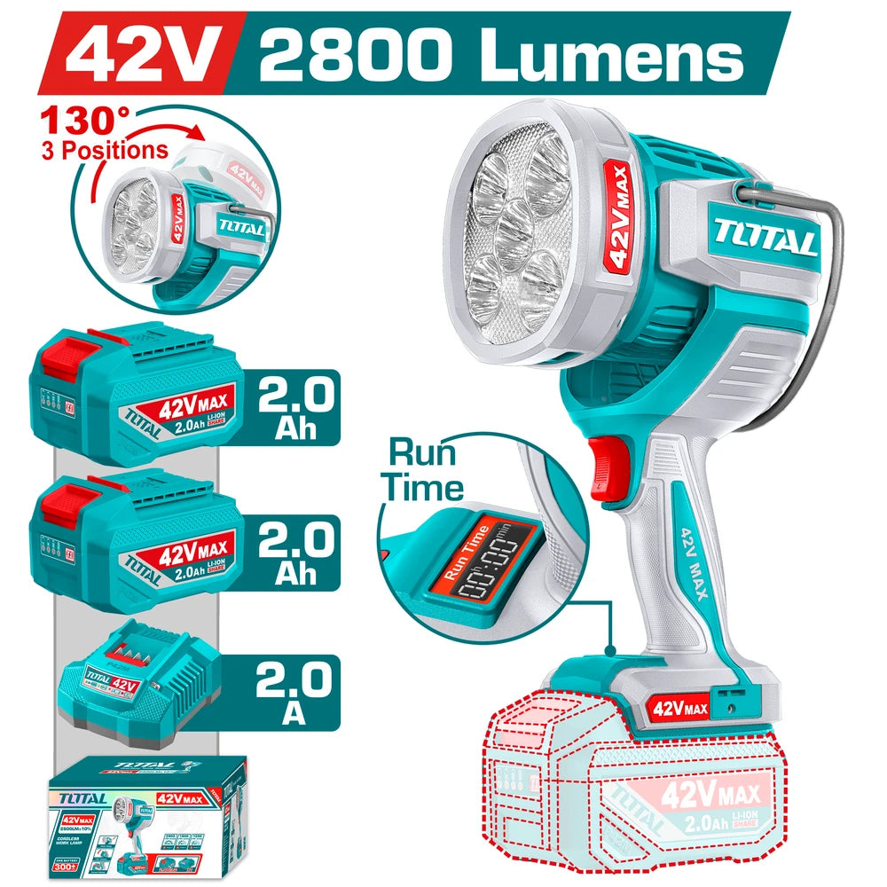 Cordless Work Lamp 42V with Battery - TOTAL