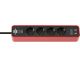 Extension Socket Ecolor with USB-Charger 4way red/black 1.5m with switch