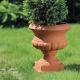 Urn Plastic Cup-Shaped Urn With Decoration 28cm Terracotta
