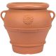 Amfora Plastic Urn Flower Pot With Floral Decoration Terracotta small size