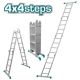 Multi-purpose aluminum ladder 4x4 - 4.75 m