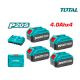 TOTAL Battery Kit 4Ah 20V 4 Pieces with Dual Charger (TFBCLI20244)