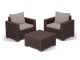 Maldives Lounge Set 2 seater + 1 coffee table Cappuccino Rattan Garden Furniture