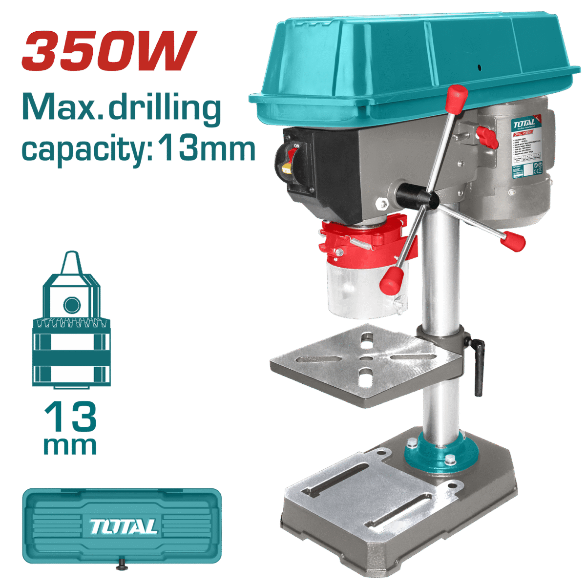 TOTAL Drill Press 350W – 13mm Capacity, 5-Speed Adjustment (TDP133501)