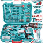 TOTAL 165 Pcs Professional Tool Set with 20V Cordless Impact Drill 66N.m & Carrying Case (THKTHP11652)