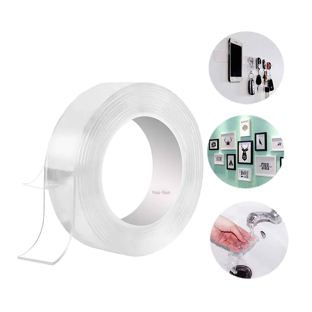 Nano Double Sided Tape High Power Washable Reusable Transparent Tape Self-adhesive 2M