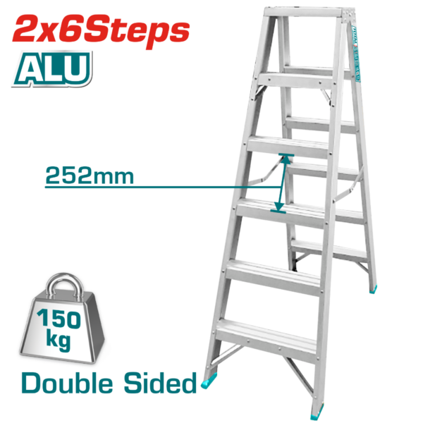 TOTAL Double Side Ladder 2 x 6 Steps (THLAD01061)