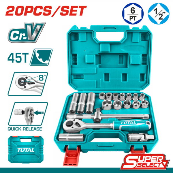 TOTAL 20 Pcs 1/2" socket set (THT121201)