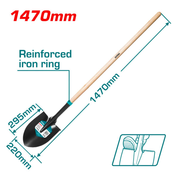 Total Garden Steel Shovel with Wooden Handle (THTHW0201)