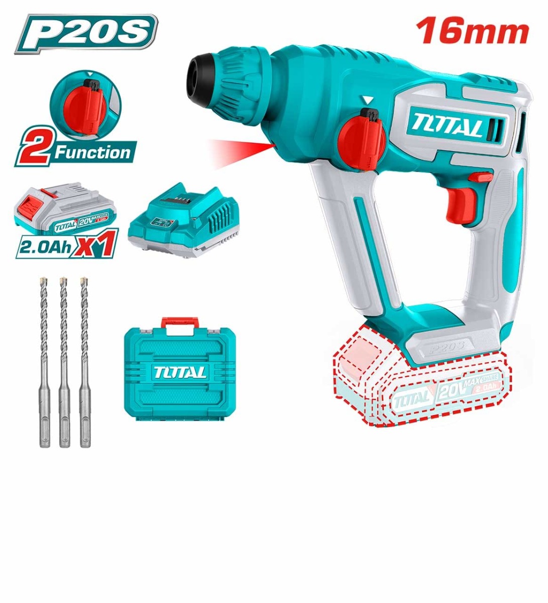 Li-ion Rotary Hammer 20V 16MM TRHLI201681