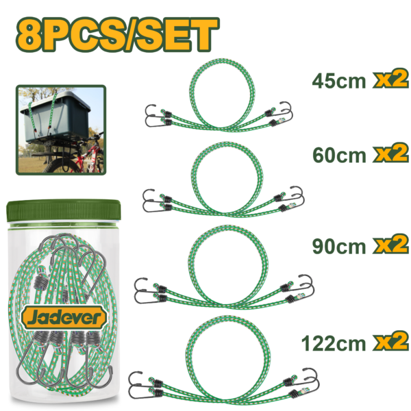 JADEVER 8pcs Luggage Rope Set (JDLRP2T08) طقم حبال تربيط أمتعة 8 قطع من جادايفر (JDLRP2T08)