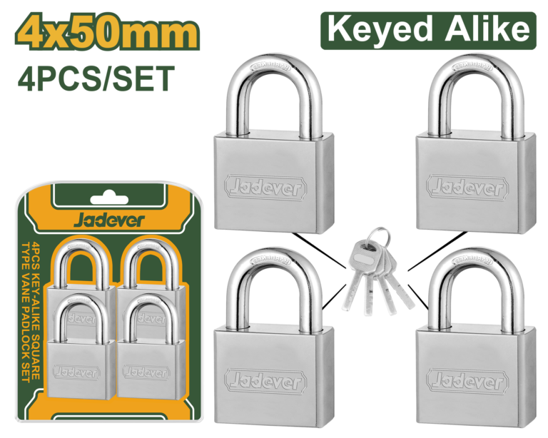 JADEVER 4Pcs Key-Alike Square Type Vane Padlock Set 50mm (JDPDS454)