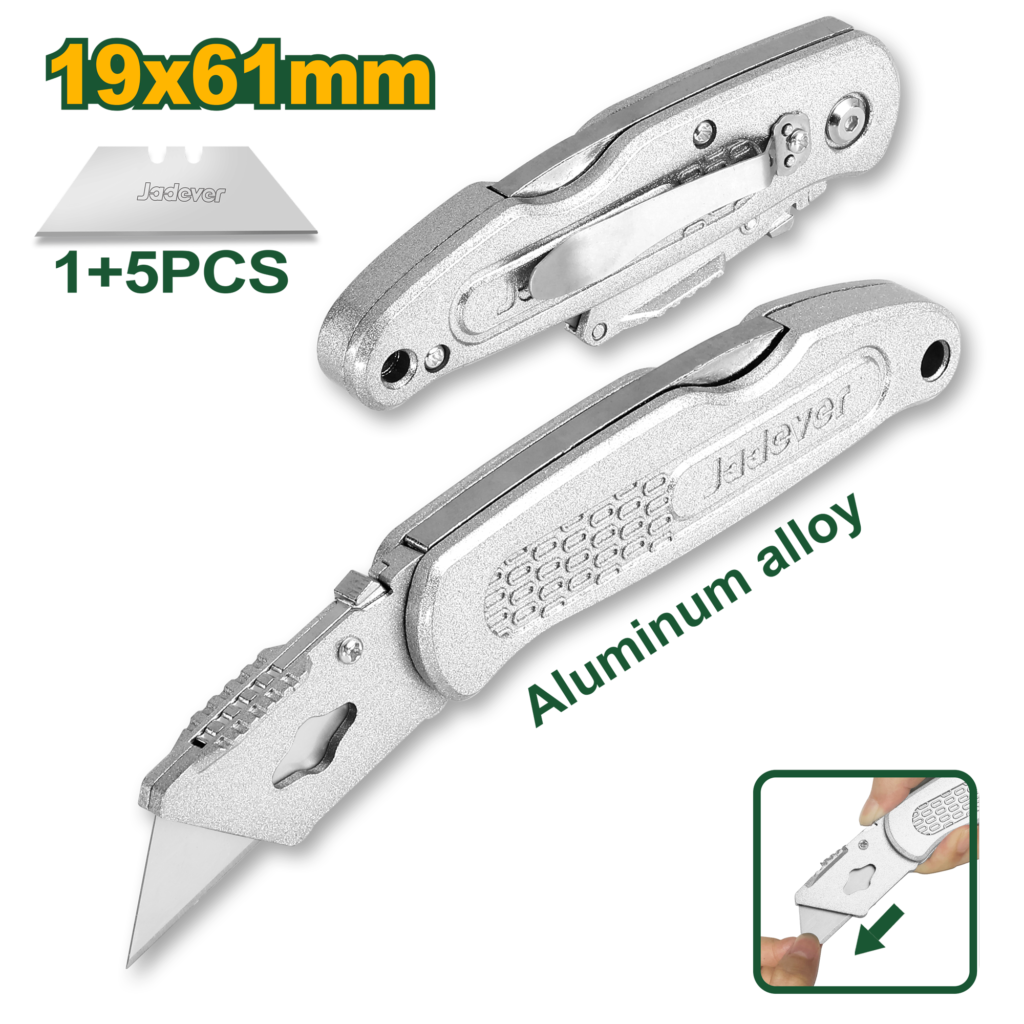 JADEVER Aluminum Folding Knife with 5 Extra Blades (JDSK9461)