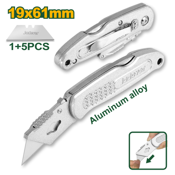 JADEVER Aluminum Folding Knife with 5 Extra Blades (JDSK9461) مشرط طي ألمنيوم مع 5 شفرات إضافية من جادايفر (JDSK9461)