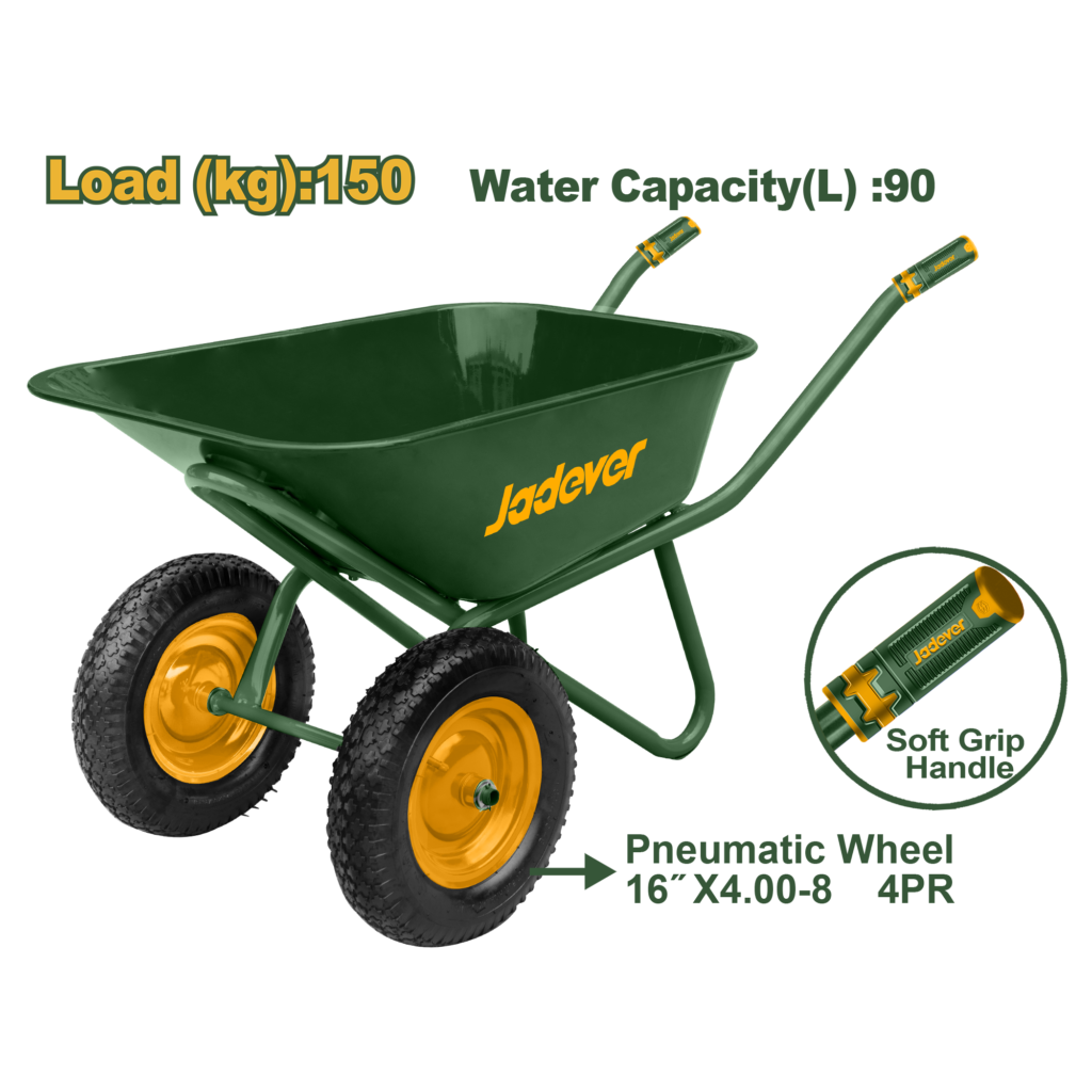 JADEVER Wheelbarrow 150Kg | 90L with 2 Wheels (JDWB5F04) عرباية باطون 150 كغم | 90 لتر بعجلتين من جادايفر (JDWB5F04)