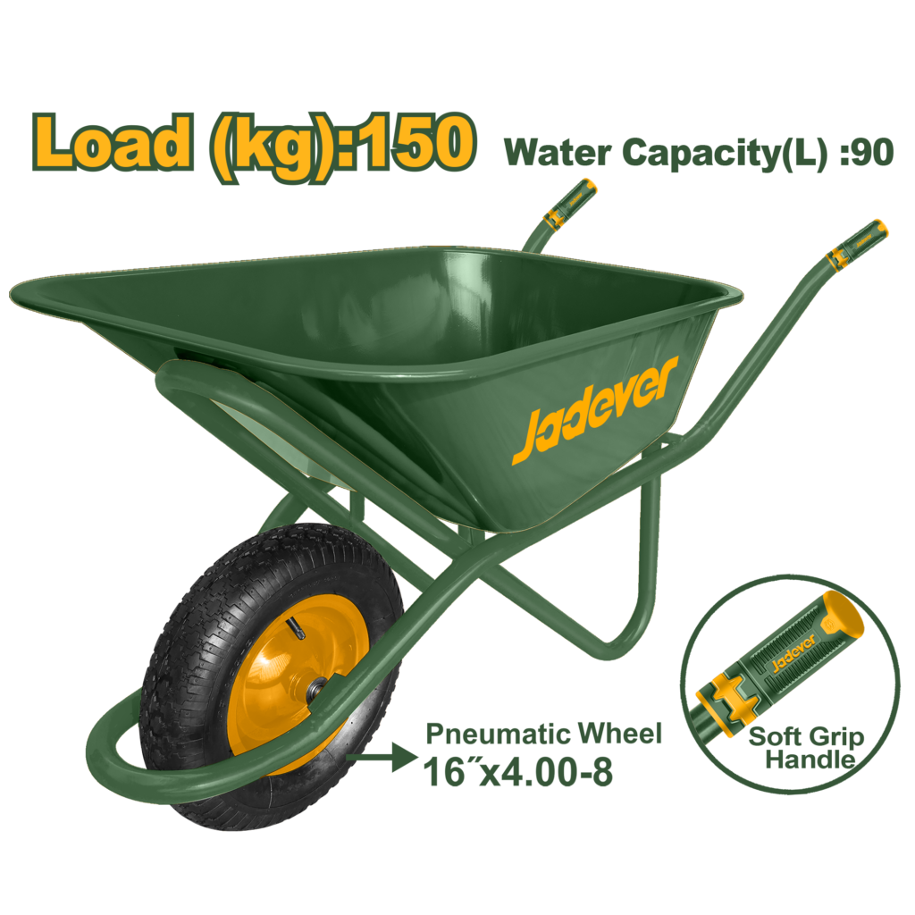 JADEVER Wheelbarrow 150Kg | 90L (JDWB8F01) عرباية باطون 150 كغم | 90 لتر من جادايفر (JDWB8F01)