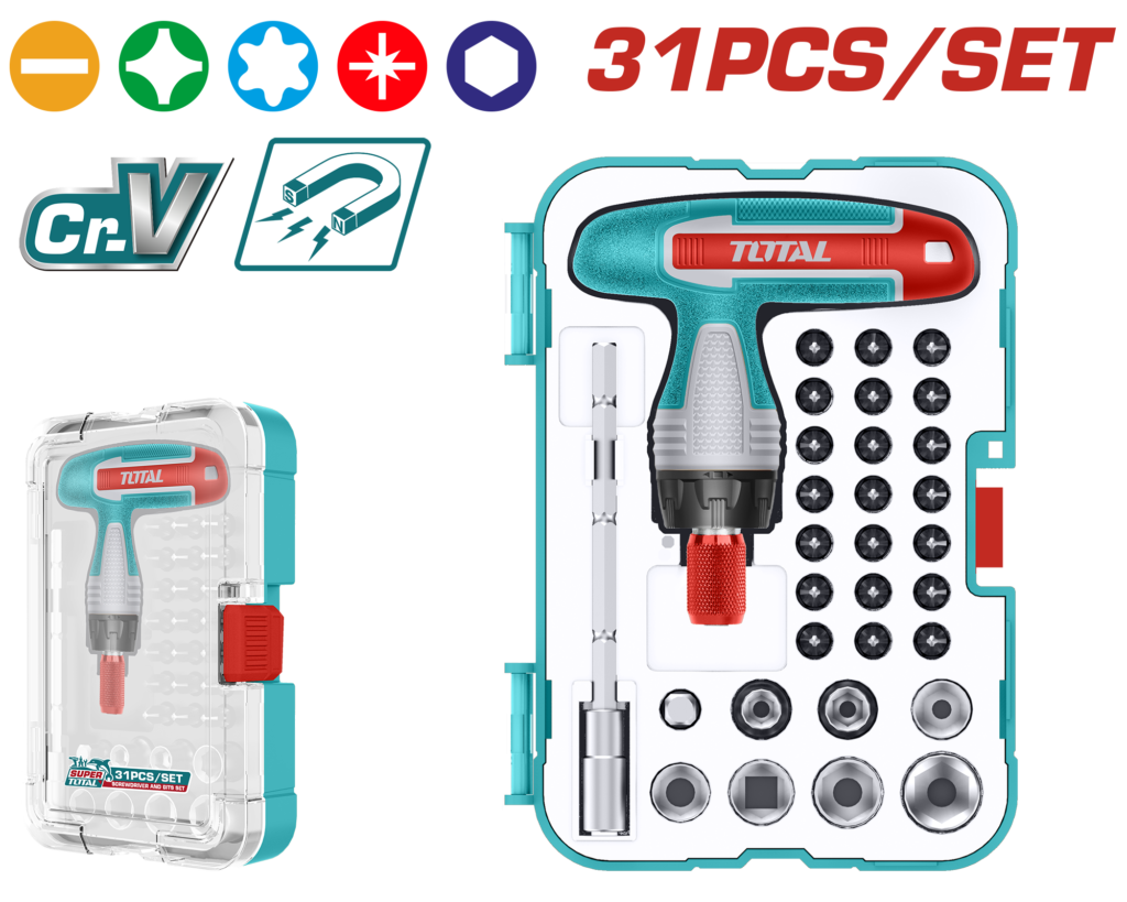 TOTAL 31 Pcs T-Handle Wrench Screwdriver Set (TACSD30316)