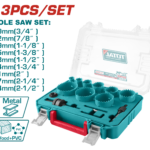 TOTAL 13 Pcs Bi-Metal Hole Saw Set (TACSH0132) طقم هولسو حديد 13 قطعة من توتال (TACSH0132)