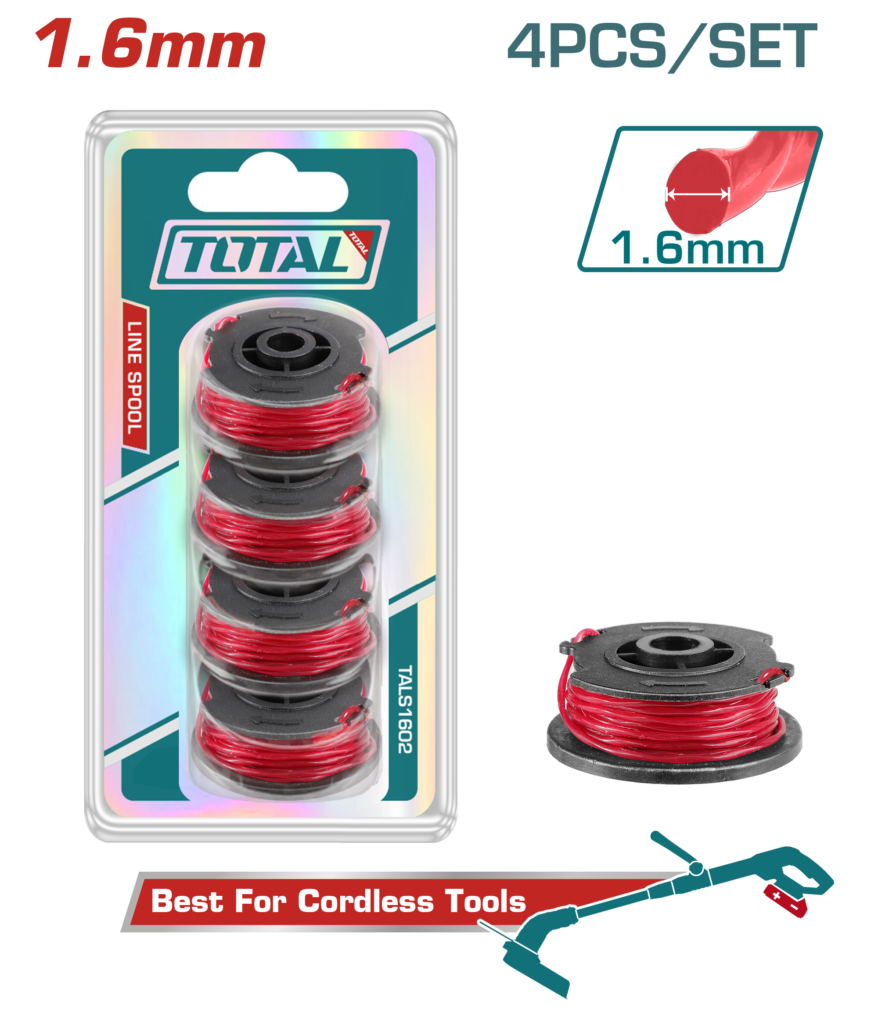 TOTAL 4PCs Line Spool Set 1.6mm (TALS1602) طقم بكرات خيط لماكينة قص العشب 4 قطع | 1.6 مم من توتال (TALS1602)