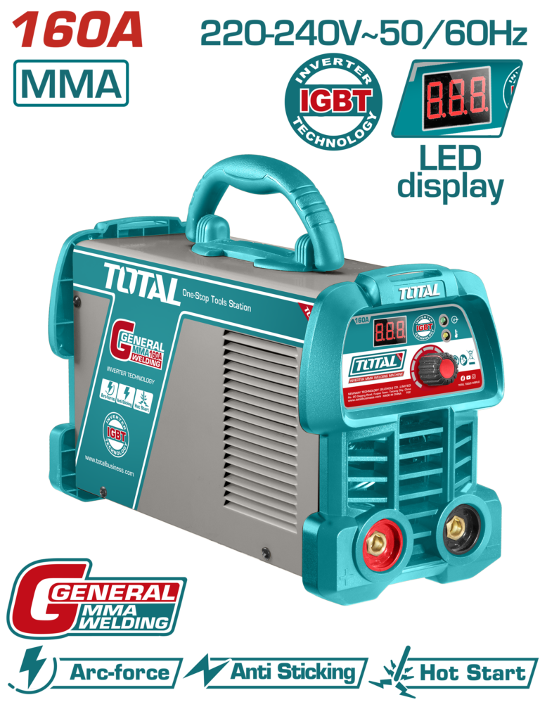 TOTAL Inverter MMA Welding Machine 160A (TW216059) ماكينة لحام MMA انفرتر 160 أمبير من توتال (TW216059)