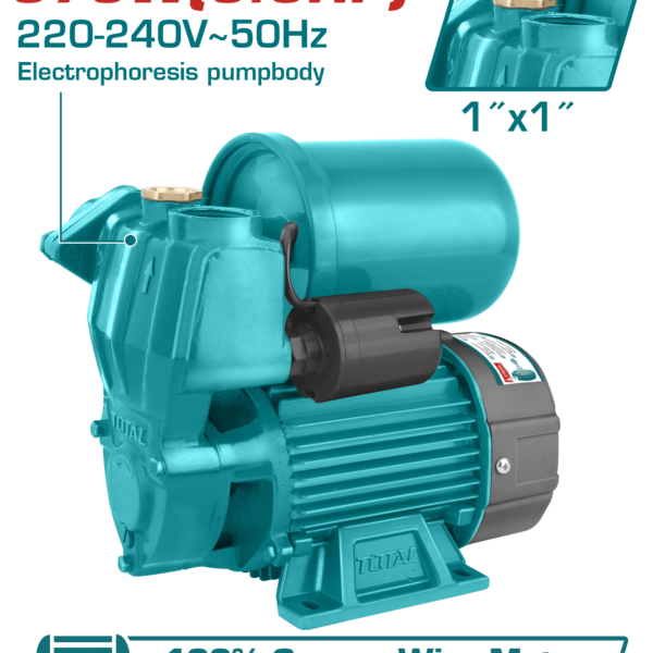 TOTAL Water Pump 370W - 0.5HP | 1"x1" (TWP93706) مضخة مياه 370 واط - 0.5 حصان | 1x1إنش من توتال (TWP93706)