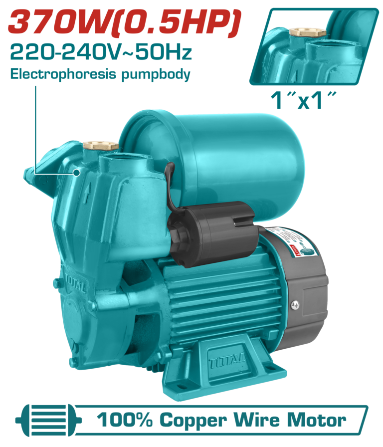 TOTAL Water Pump 370W - 0.5HP | 1"x1" (TWP93706) مضخة مياه 370 واط - 0.5 حصان | 1x1إنش من توتال (TWP93706)