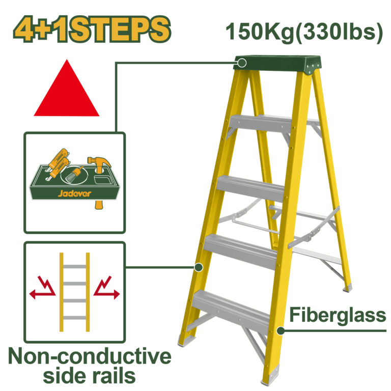 JADEVER Single-Side Fiberglass Ladder 4+1 Steps | 150kg (JDLD0905)