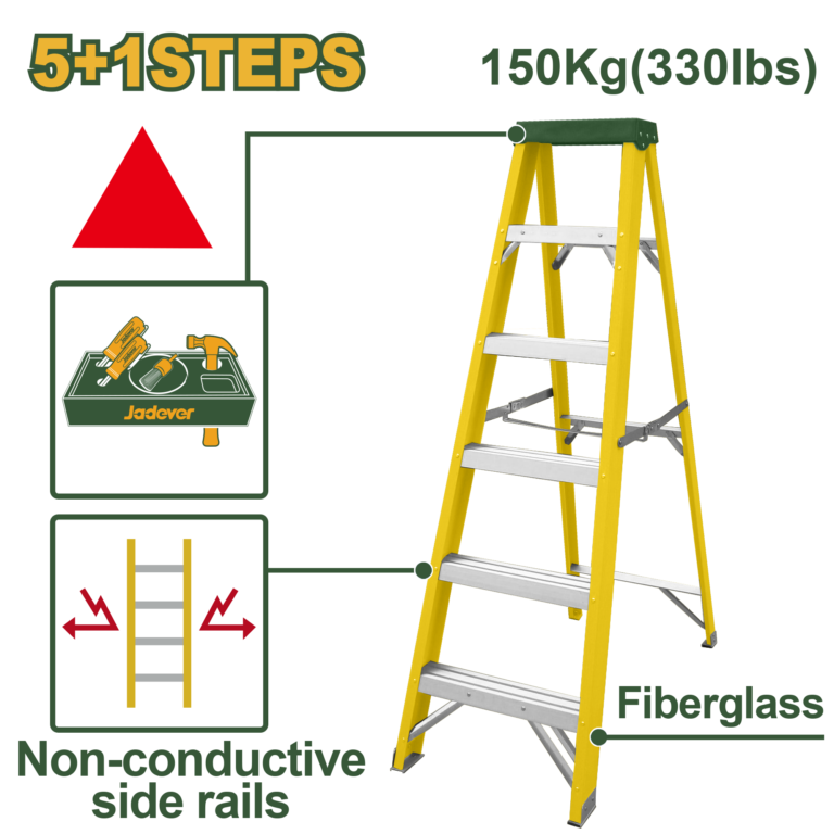 JADEVER Single-Side Fiberglass Ladder 5+1 Steps | 150kg (JDLD0906)