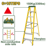 سلّم من الألياف الزجاجية من جانب واحد من JADEVER 6+1 درجات | 150 كجم (JDLD0907)