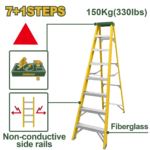 سلم فيبرجلاس مفرد 7+1 درجة | يتحمل 150 كغم من جادايفر (JDLD0908)