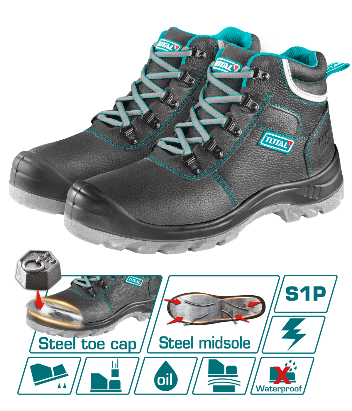 TOTAL Leather Safety Boots | Steel Toe & Anti-Static (TSP202S1P)