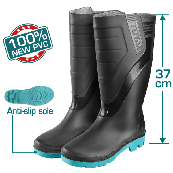 TOTAL Black PVC Rain Boots | Waterproof & Chemical Resistant (TSP302LAB)