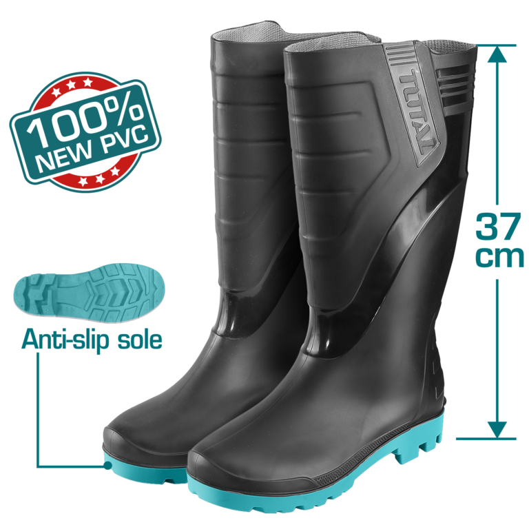 TOTAL Black PVC Rain Boots | Waterproof & Chemical Resistant (TSP302LAB)