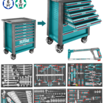 طقم أدوات في خزانة 328 قطعة – خزانة ورشة احترافية متحركة بأدراج وأدوات متكاملة من توتال (THPTCS73281)