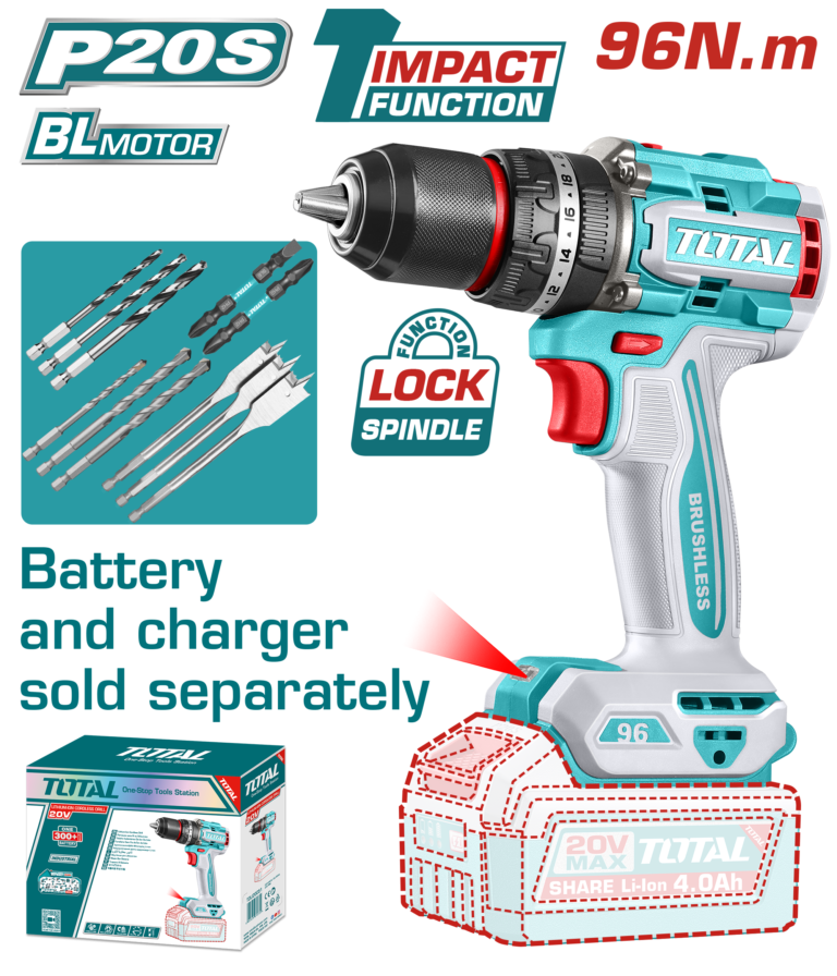 TOTAL Brushless Cordless Impact Drill 96N.m - Battery & Charger Sold Separately (TIDLI209681)