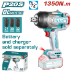 TOTAL Cordless Impact Wrench Brushless 3/4" | 1350N.m - Battery & Charger Sold Separately (TIWLI201351)