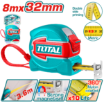 متر قياس معدني 8م × 32مم – خطاف مغناطيسي من توتال (TMT80832M)