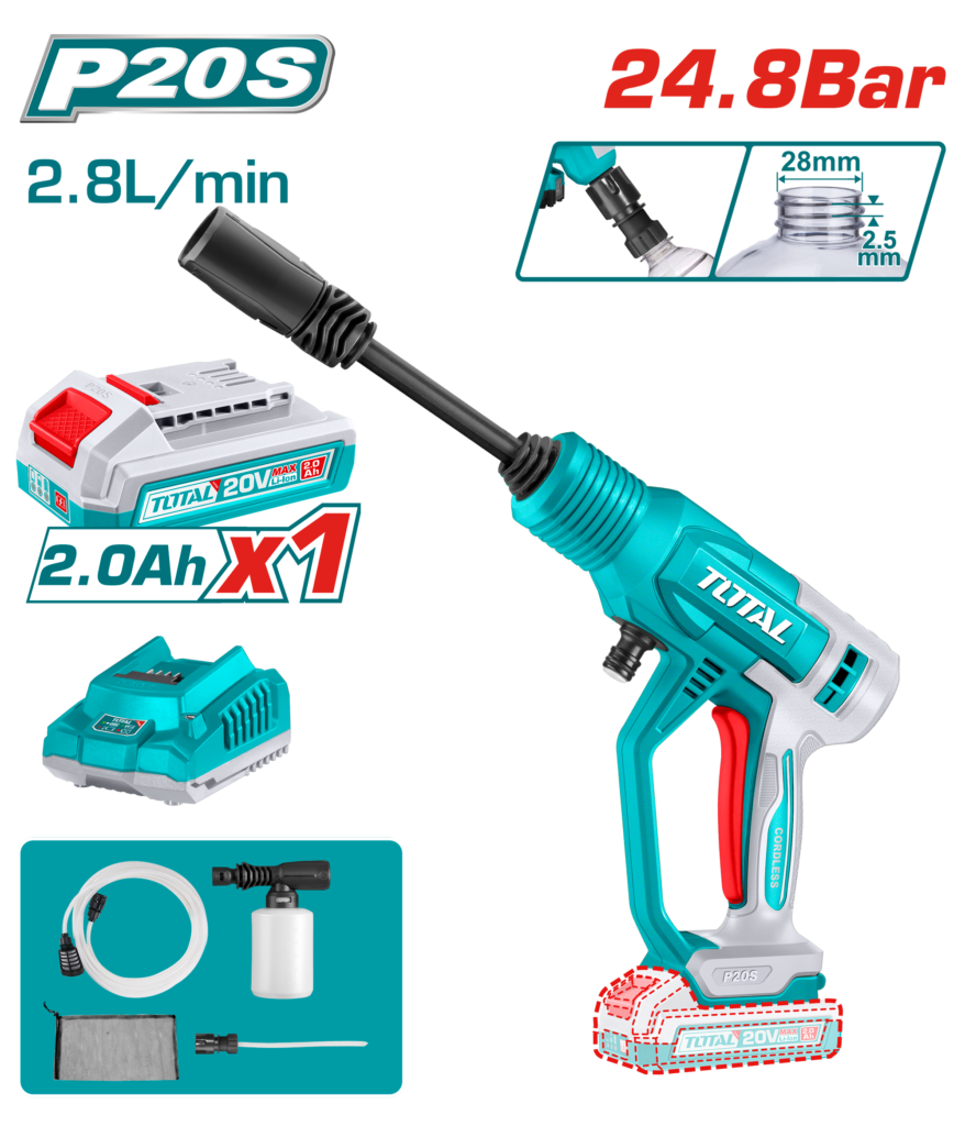 TOTAL Cordless Pressure Washer 24.8Bar | 20V (TPWLI20362)