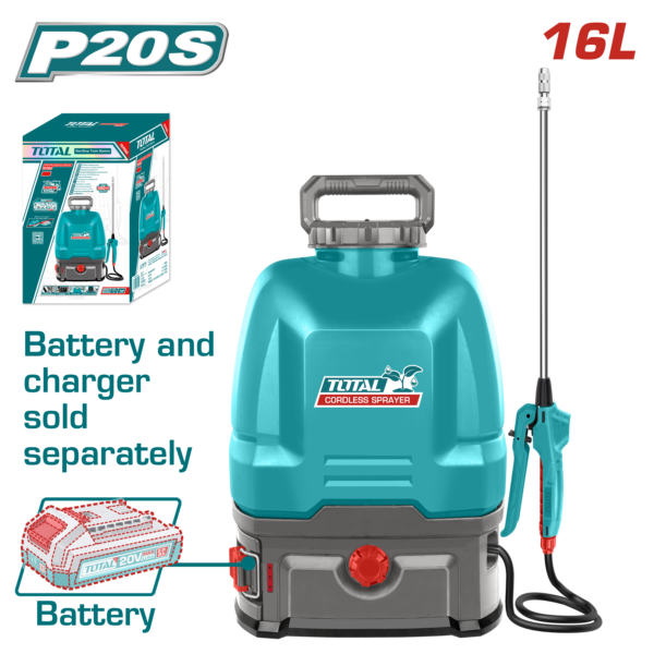 TOTAL Cordless Sprayer 16L | 20V - Battery & Charger Sold Separately (TSPLI2016)