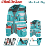 TOTAL Tool Vest – Adjustable with 17 Pockets for Versatile Storage